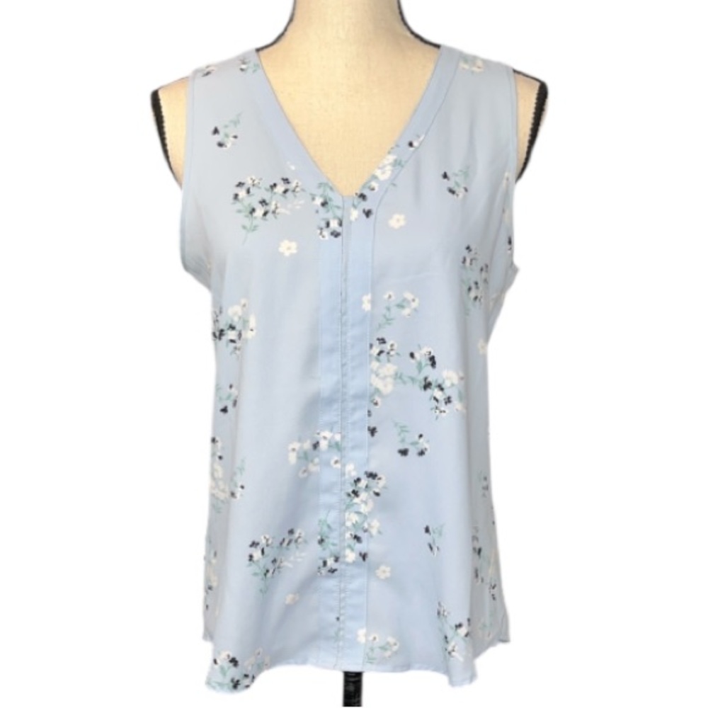41 Hawthorn Blue Sleeveless floral Blouse small